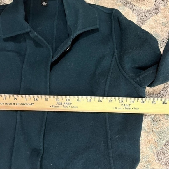 Linda Allard Ellen Tracy Womens Jacket Coat Green Buttons Pockets 100% Wool 12 - Picture 7 of 9